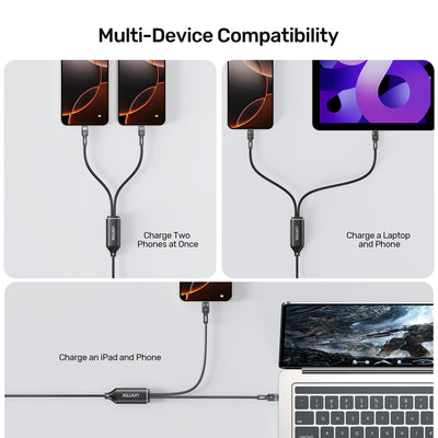 Unitek Type-C to Dual Type-C Charging Cable 100W Fast Charging Unitek Type-C to Dual Type-C Charging Cable 100W Fast Charging