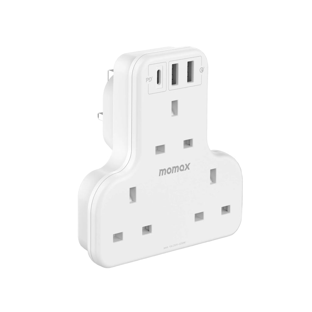 Momax Oneplug 3-Outlet T-Shaped Extension Socket With USB Momax Oneplug 3-Outlet T-Shaped Extension Socket With USB