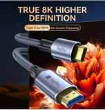 VegGieg USB-C to HDMI Cable Nylon Braided Cable 4K/8K @60Hz Ultra HD - 2M