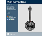 Poly Voyager Focus 2 Microsoft Teams Certified USB-C-C Headset +USB-C/A Adapter Charging Stand