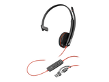 Poly Blackwire 3210 Monaural USB-C Headset +USB-C/A Adapter