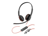 Poly Blackwire 3225 Stereo USB-C Headset +3.5mm Plug +USB-C/A Adapter