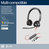 Poly Blackwire 3320 Stereo Microsoft Teams Certified USB-C Headset +USB-C/A Adapter
