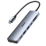 BENFEI 7 in 1 USB C Hub with HDMI 4K 60Hz 2 USB A 2 USB C Data 100W Charge SD TF Card Tangle Free Cable