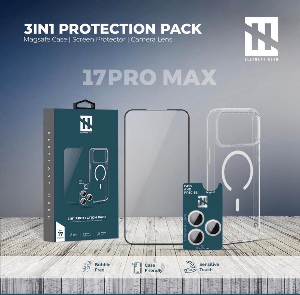 Elephant Horn 3IN1 Protection Pack for iPhone 17 Series Elephant Horn 3IN1 Protection Pack for iPhone 17 Series