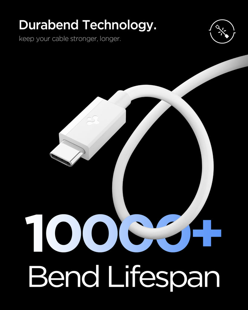 Spigen Essential USB C to USB C 60W Cable (480Mbps) - White Spigen Essential USB C to USB C 60W Cable (480Mbps) - White