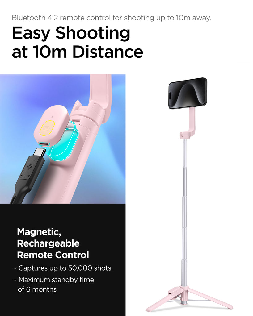 Spigen MagSafe Tripod Selfie Stick - Misty Rose Spigen MagSafe Tripod Selfie Stick - Misty Rose