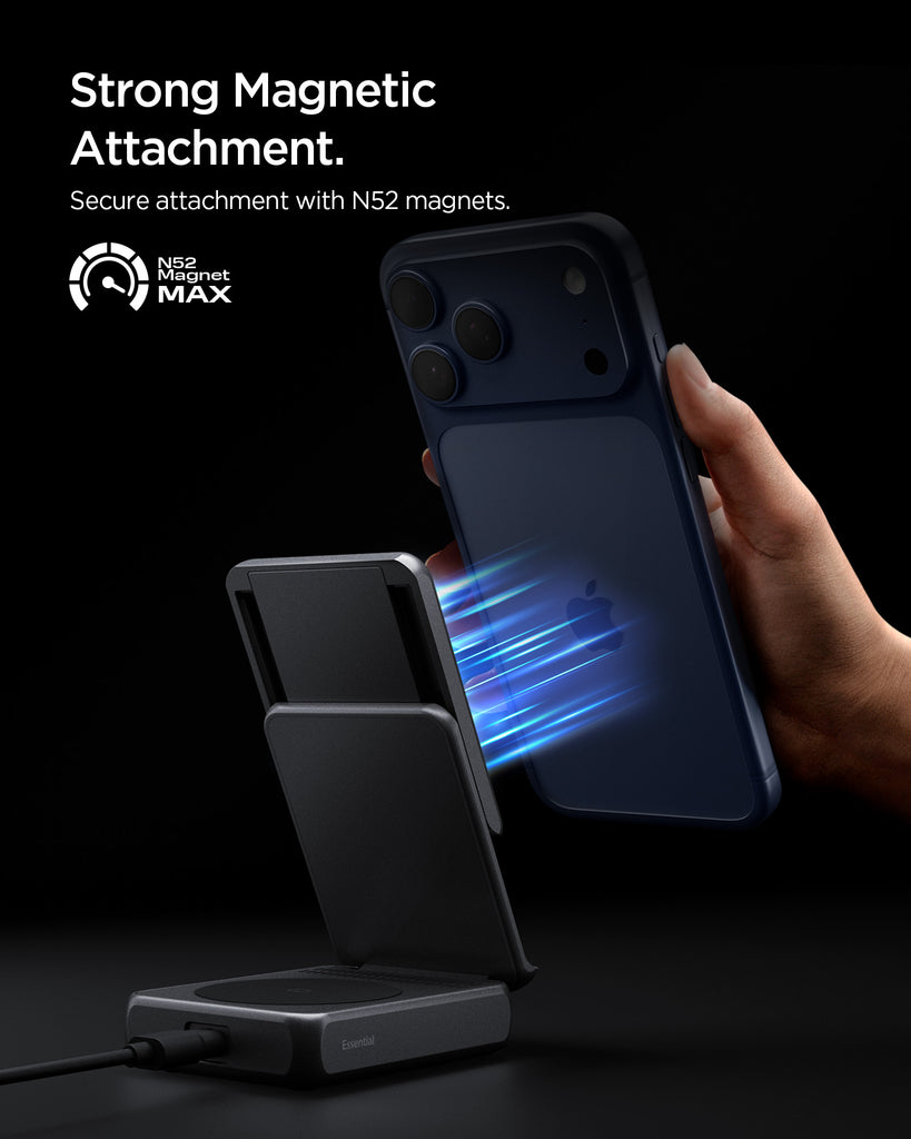 Spigen Essential MagFit Qi2.2 2-in-1+C Wireless Charger - Black Spigen Essential MagFit Qi2.2 2-in-1+C Wireless Charger - Black