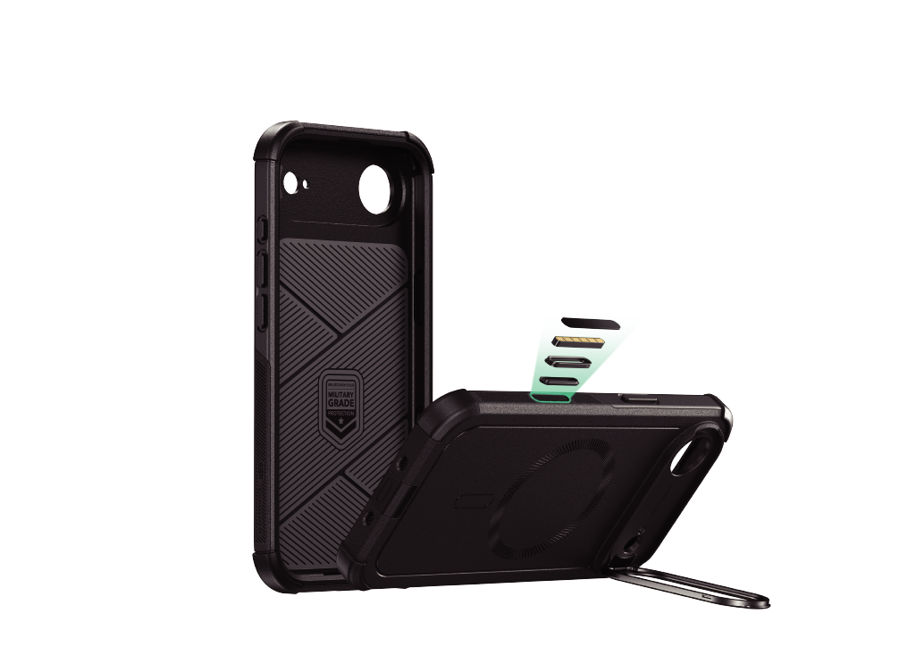 ESR Cyber Tough Magnetic Case (Camera Control, Stash Stand), For iPhone 17 Air - Black