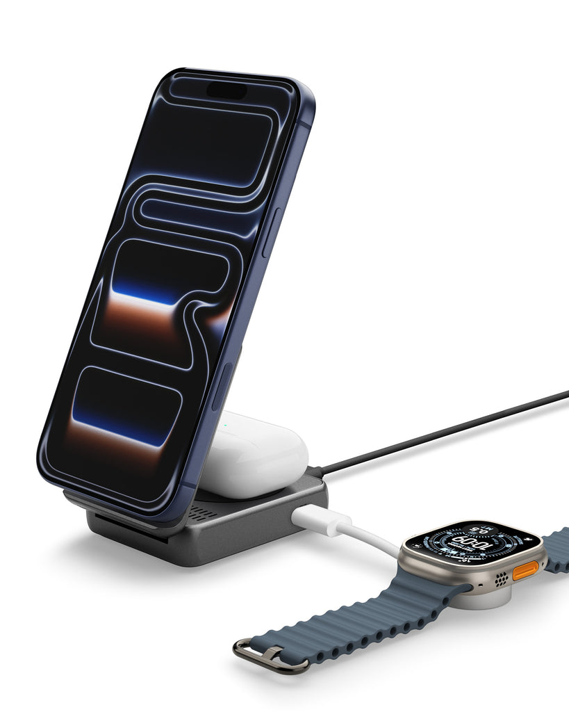 Spigen Essential MagFit Qi2.2 2-in-1+C Wireless Charger - Black Spigen Essential MagFit Qi2.2 2-in-1+C Wireless Charger - Black