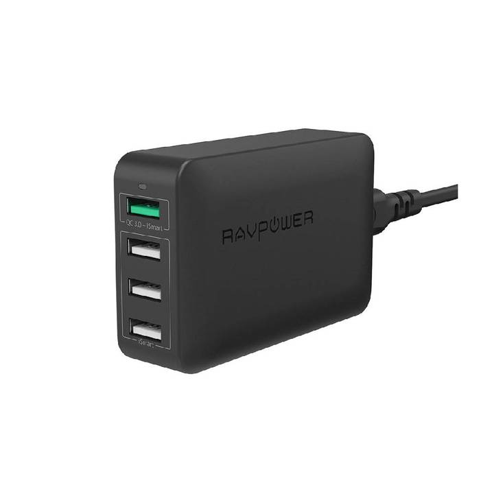 RAV 40W 4-Port QC3.0 USB Charger-Black