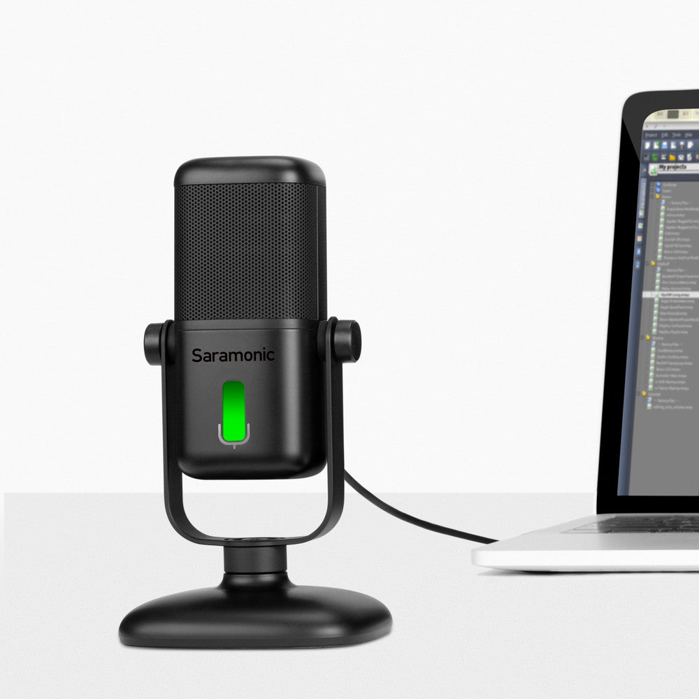 Saramonic SR-MV2000 Large Diaphragm USB Studio Mic w/ Magnetic Stand, Headphone Out for Computers & Mobile